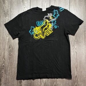 Vintage Fox Racing Y2K T-Shirt Black Medium Unisex Streetwear Motocross